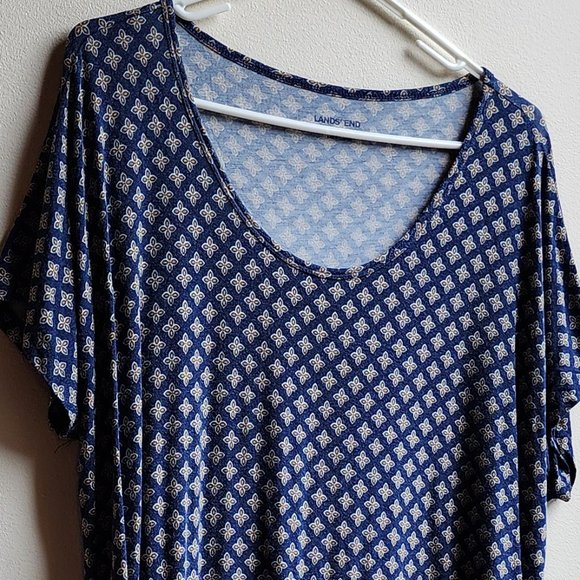 Land's End Geometric Print Scoop Neck Jersey Size Large - Picture 2 of 12